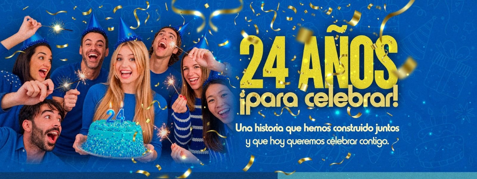 personas con una torta y velas de 24 años celebrando el cumpleaños de Foemsoma