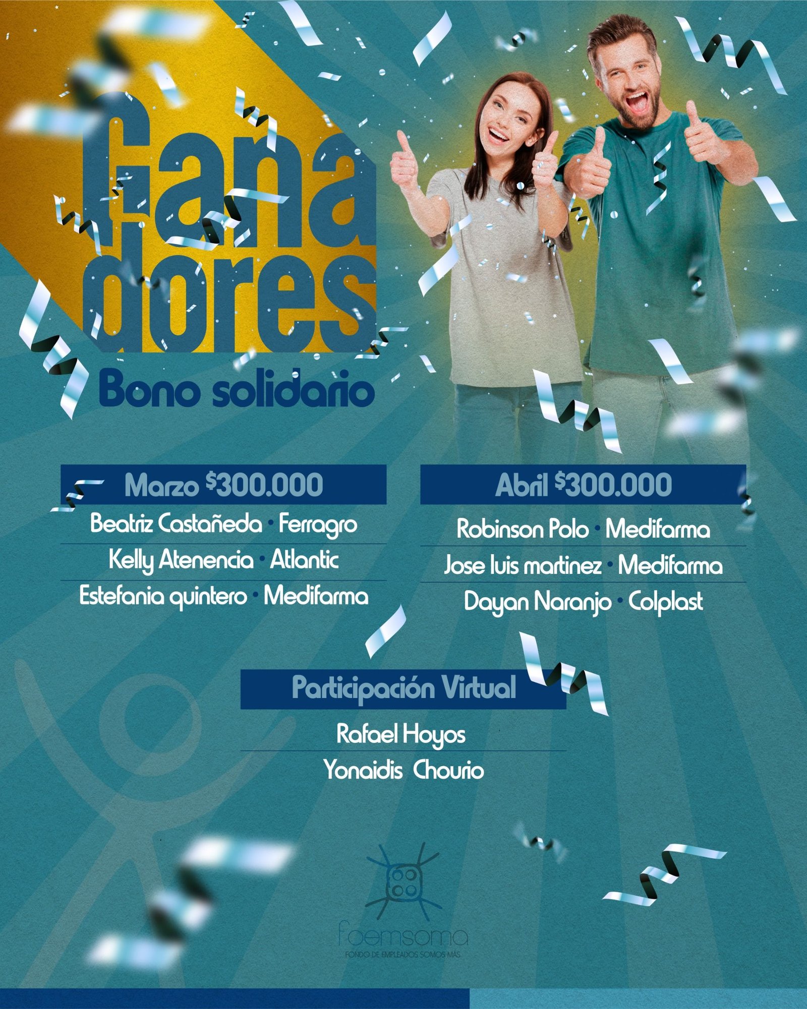 Ganadores Rifa Marzo Abril